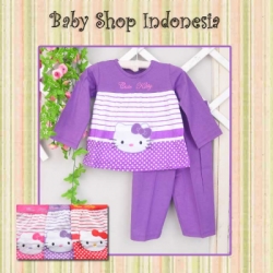 large PU371 Piyama Kaos Hello Kitty Stripe 49 Ungu copy